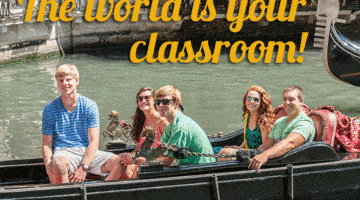 students on a gondola in venice