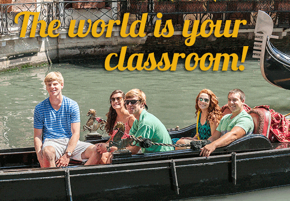 students on a gondola in venice
