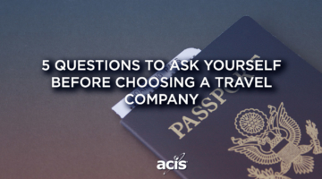 Choosing an educational tour company title in front of a passport