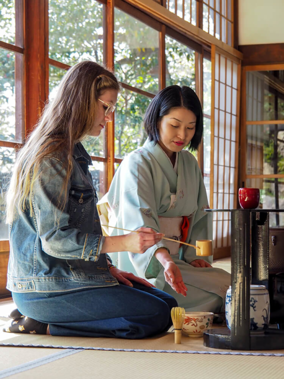 Student attending Japanese tea ceremony