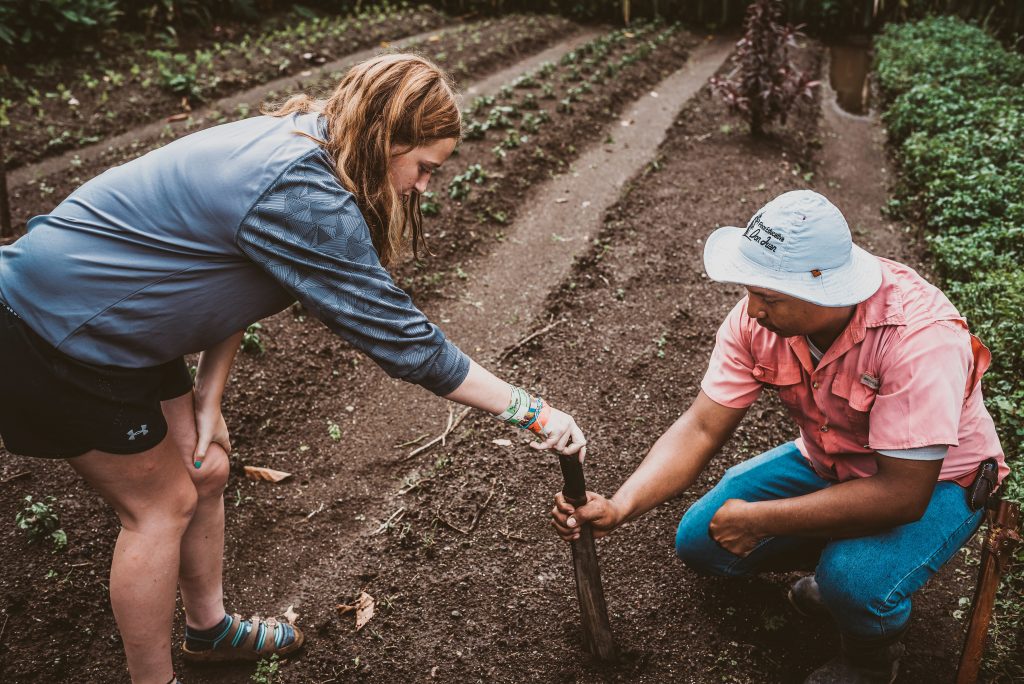 A student learns about farming in Costa Rica