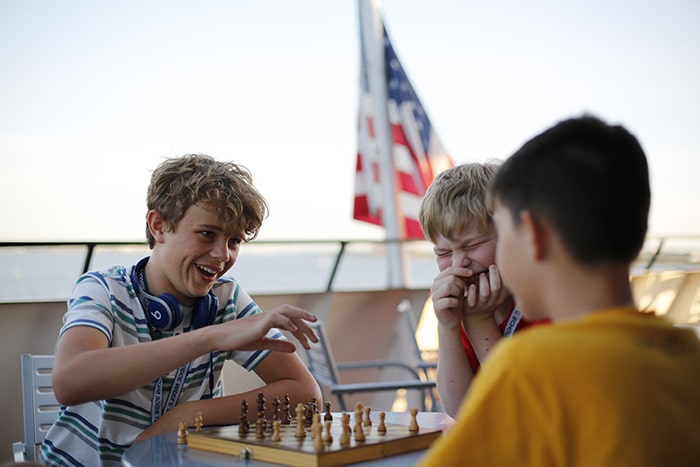 Students playing chess on a ferry in Washington D.C.