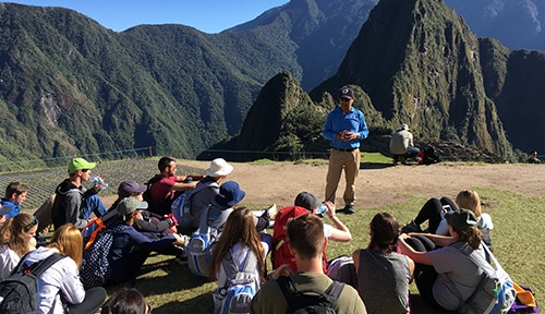 ACIS Group of students with tour guide at Machu Picchu
