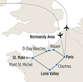 Map of Fleur de Lys itinerary