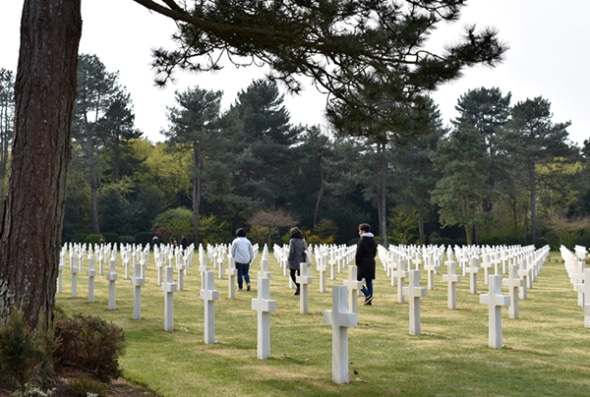 ACIS students visiting the American Cemetery in Normandy
