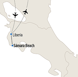 Map of Sámara Beach Spanish Language Study itinerary