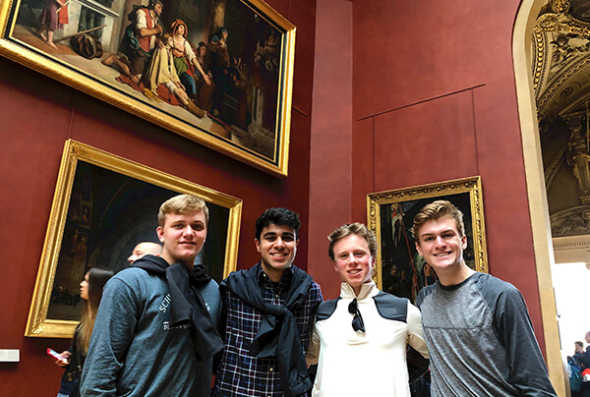 Group of boys inside the Louvre