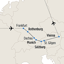 Map of Insider's Austria and Germany itinerary