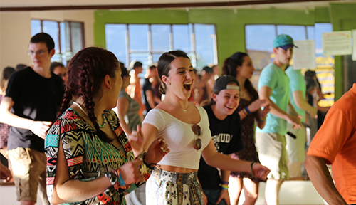 ACIS group learning dance moves in Costa Rica