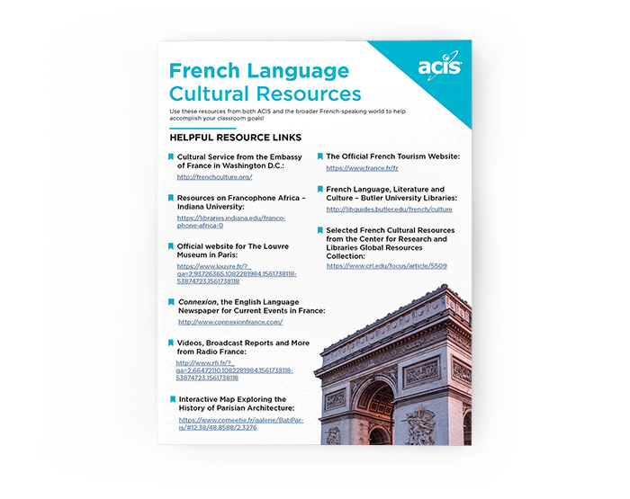 Cover of ACIS French cultural resource