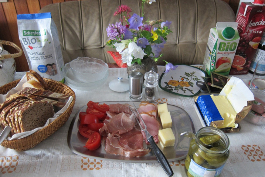 Prepared German breakfast at a homestay