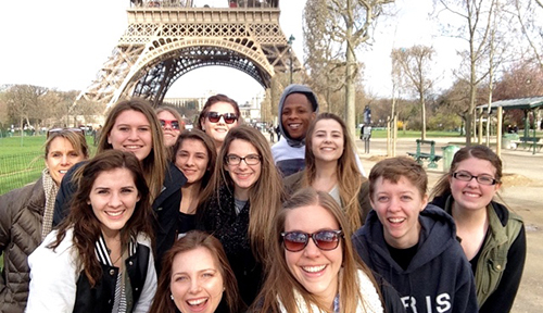 Group in front of the Eiffel Tower