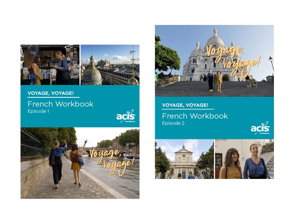 Workbook covers of French video lesson plans