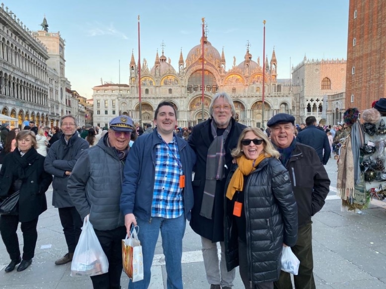 Peter and friends posing in the Piazza San Marco
