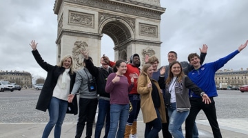 Tim's group in front of the Paris Arc de Triomphe