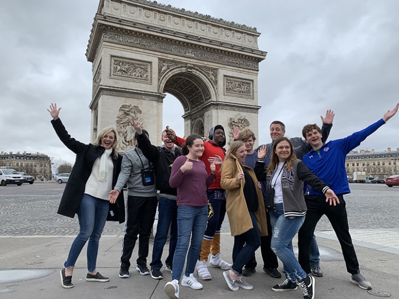 Tim's group in front of the Paris Arc de Triomphe