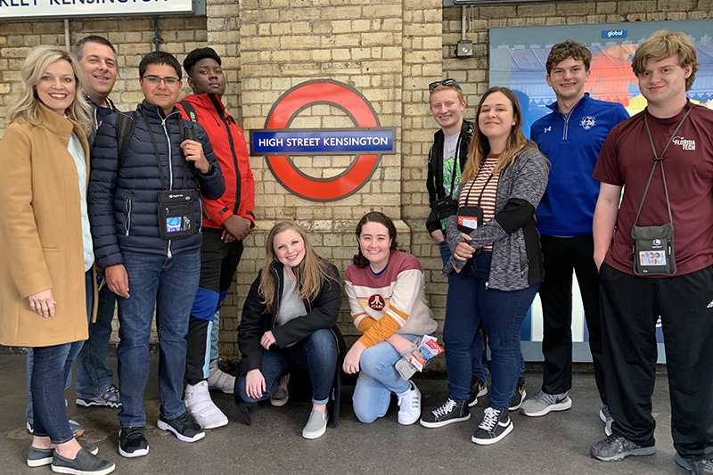 Tim and his group in the London Underground