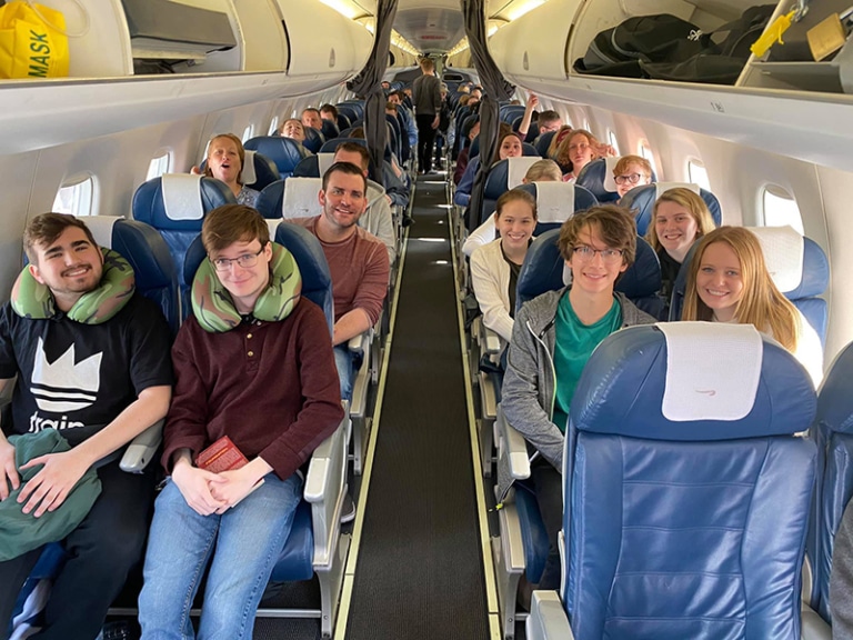 Scott's ACIS group inside an airplane