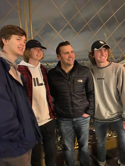 Scott and students at the top of the Eiffel tower
