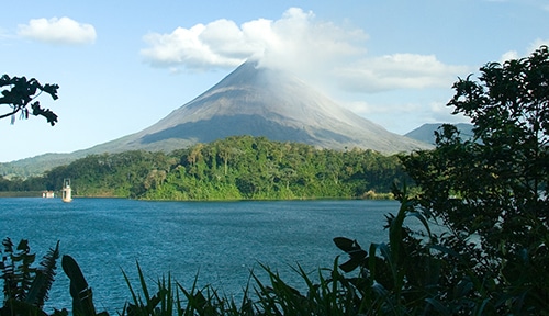 Arenal Volcano across lake