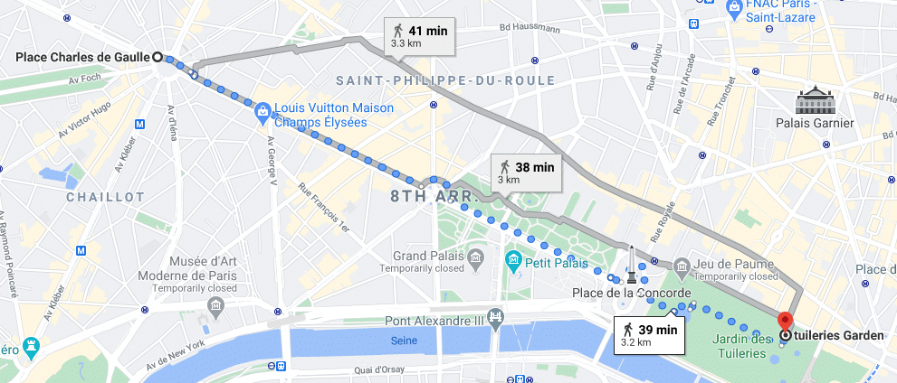 Paris Walk 1 - Place Charles de Gaulle to Tuileries Garden