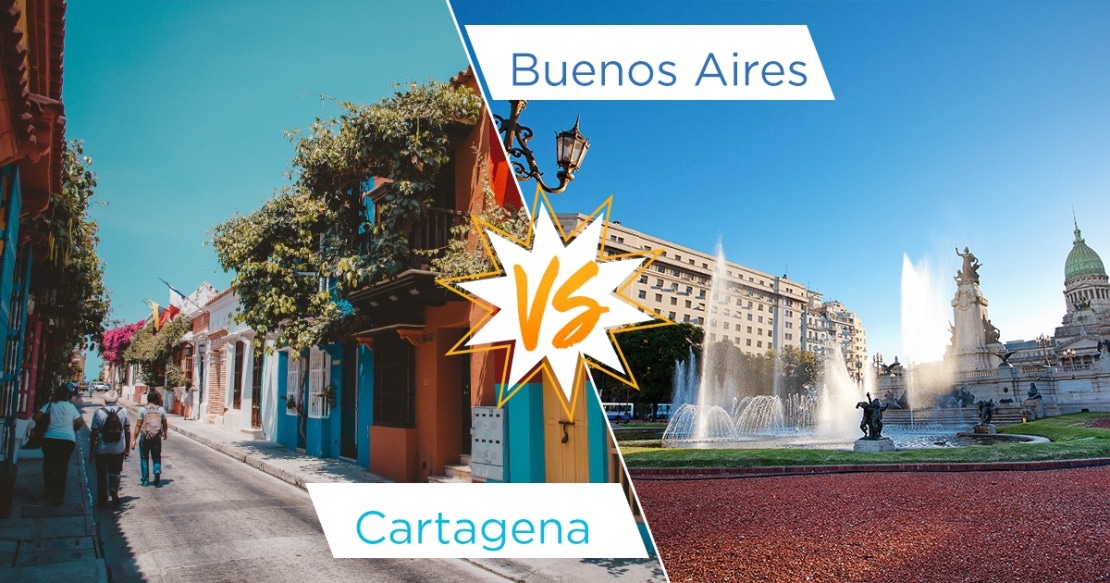 Cartagena street vs Buenos Aires fountain