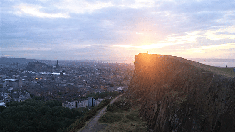 Arthur's Seat in Edinburgh with sunset