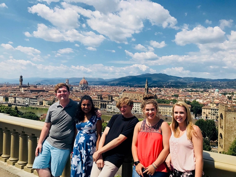Small group of students in Florence