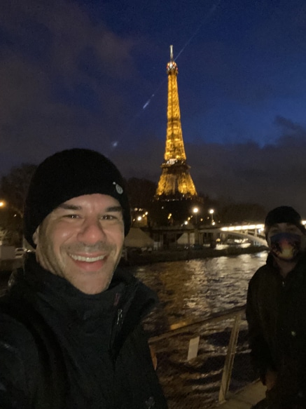 ACIS Group Leader, Scott, in front of the Eiffel Tower