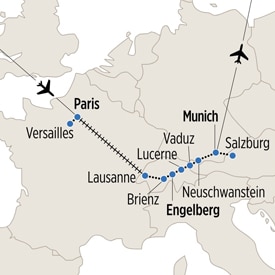 Paris, Switzerland and Munich map