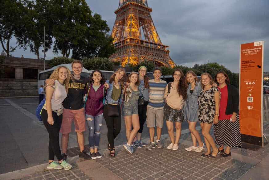 Students at the eiffel tower
