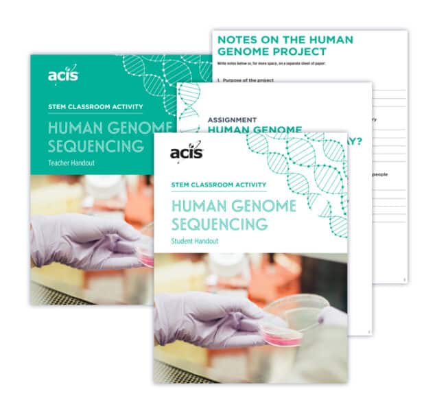 Sample pages of STEM activity handouts for Human Genome Sequencing