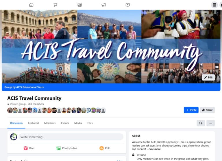 The ACIS Travel Community Group on Facebook