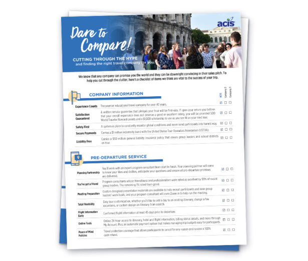 Value Tours | ACIS Educational Tours