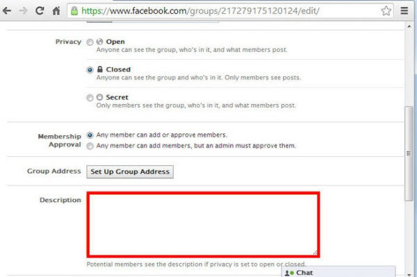 facebook enter group discription