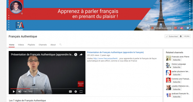Francais Authentique is fantastic french language resources youtube channel