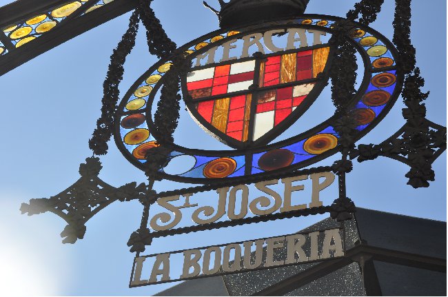 Barcelona La Boqueria Sign up close