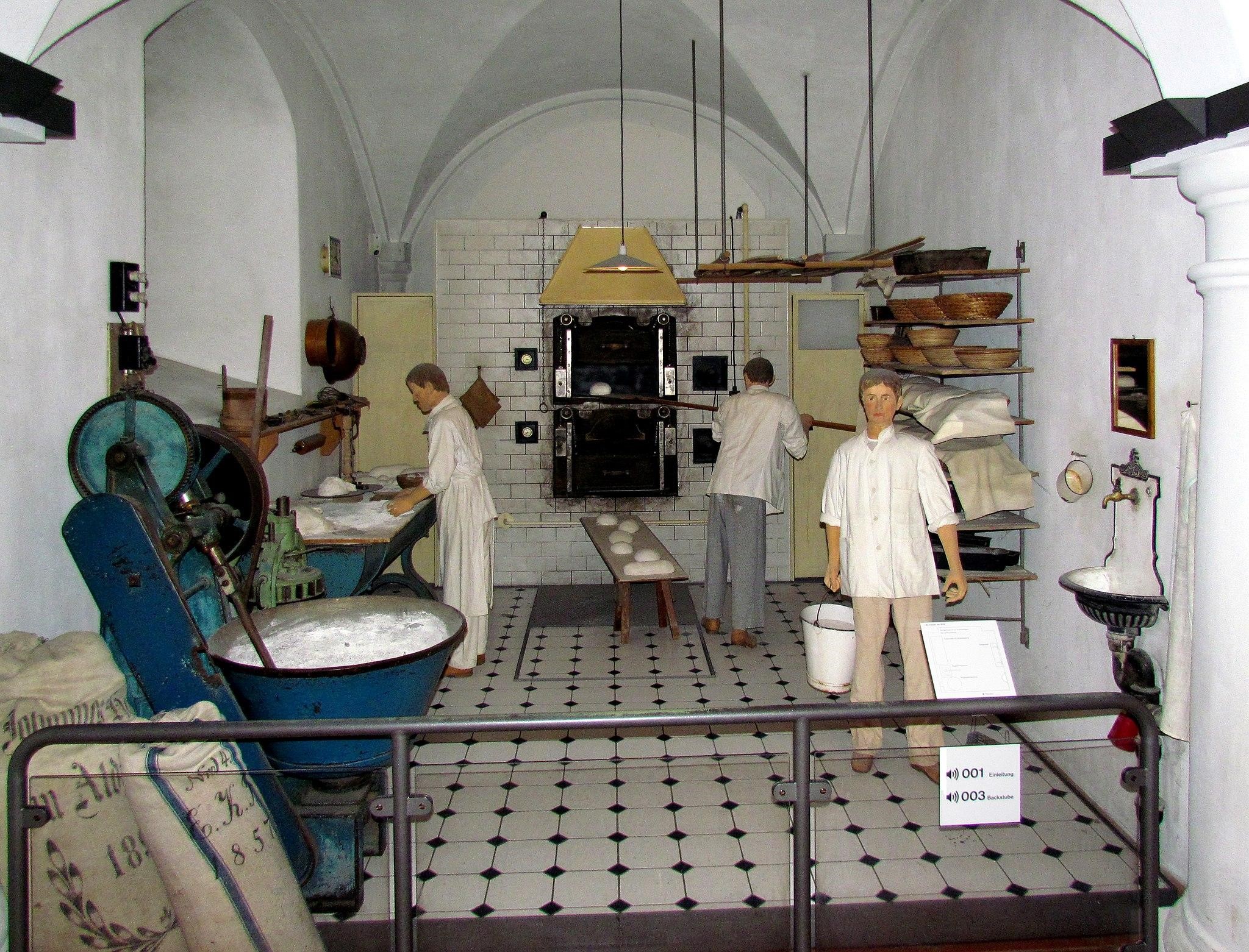 A display of bakers baking bread at the Museum of Bread Culture in Ulm, Germany