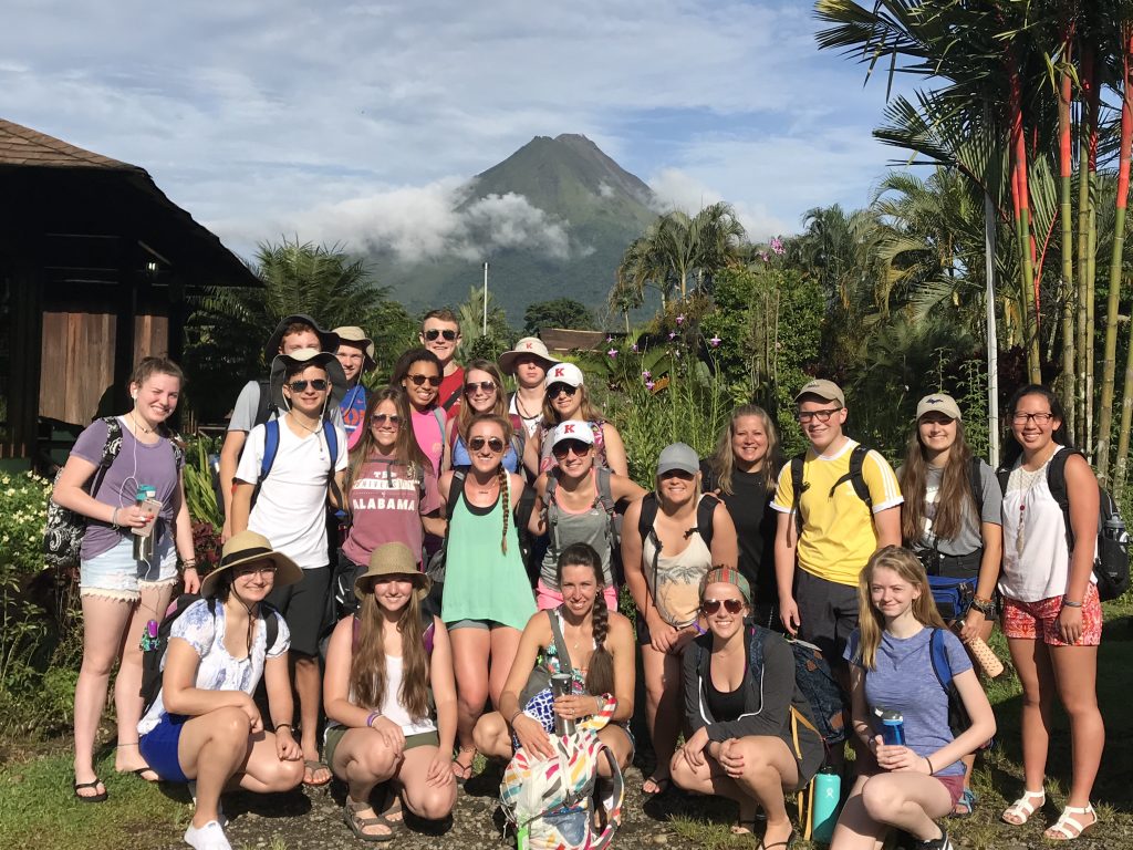 An ACIS group in Costa Rica with the Arenal Volcano in the distance