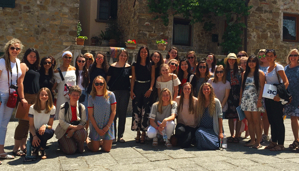 An ACIS group on the Young Women's Leadership in Italy trip