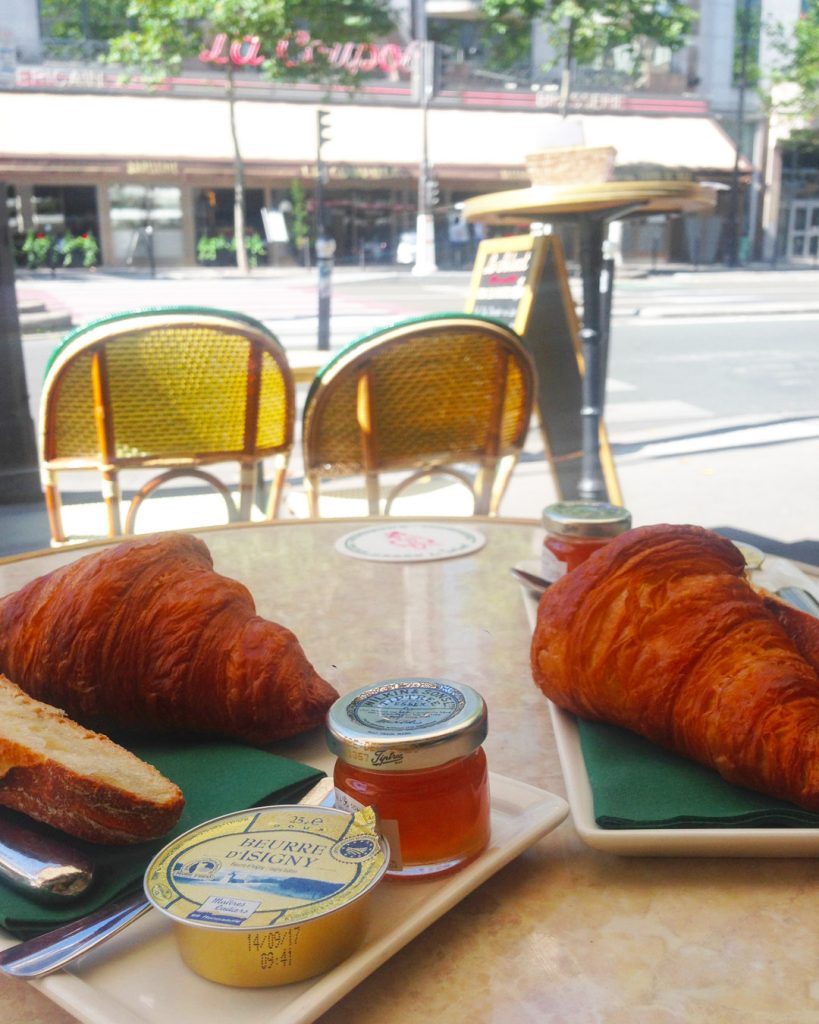 Croissants and spreads on a table in France